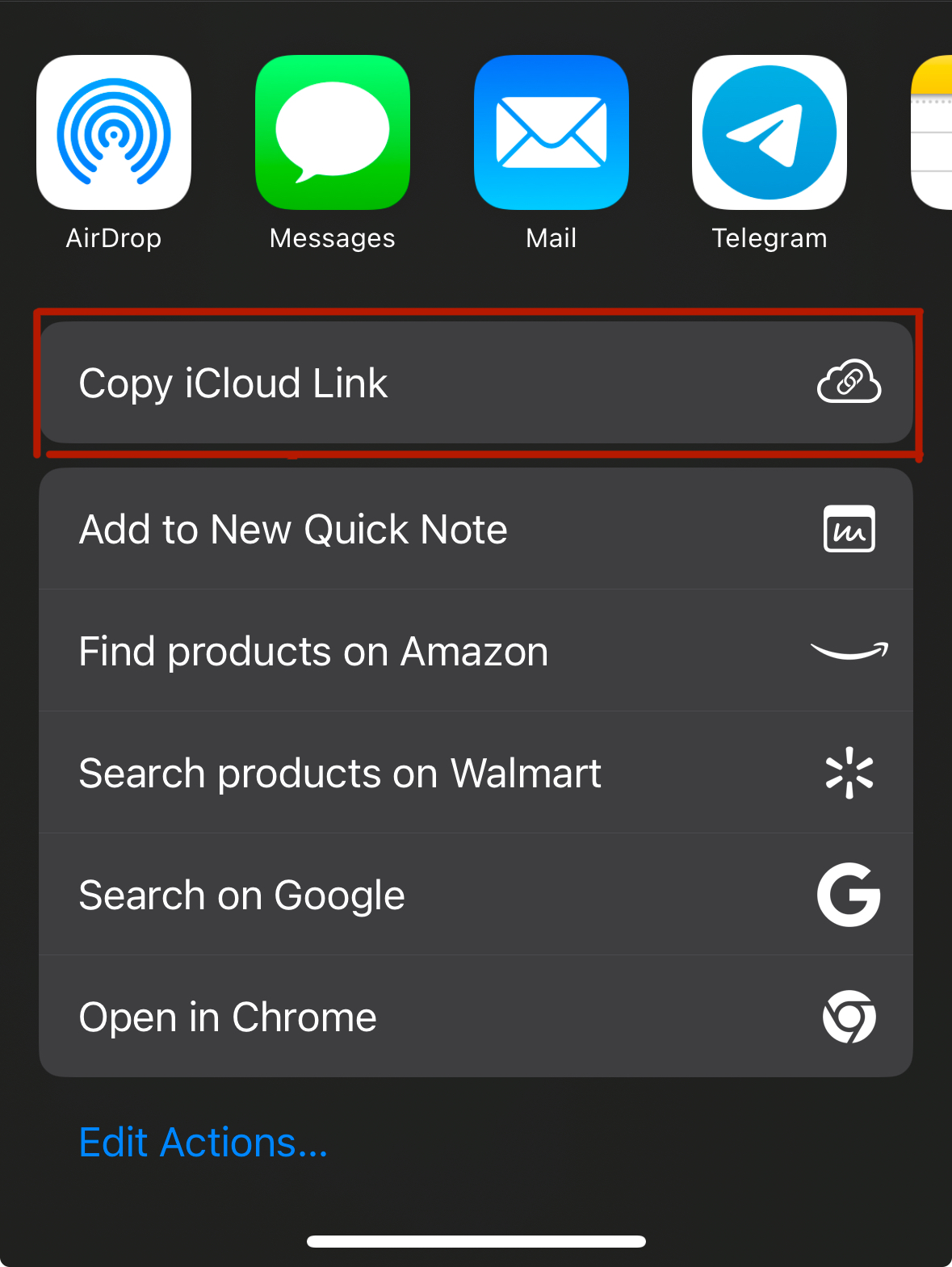Copy iCloud Link