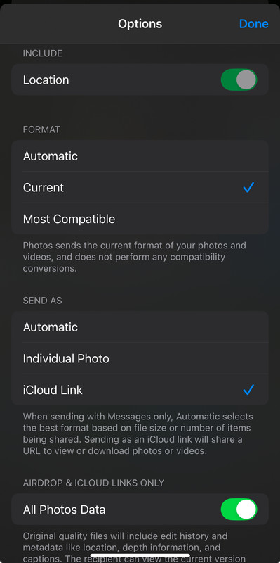 Sharing Options